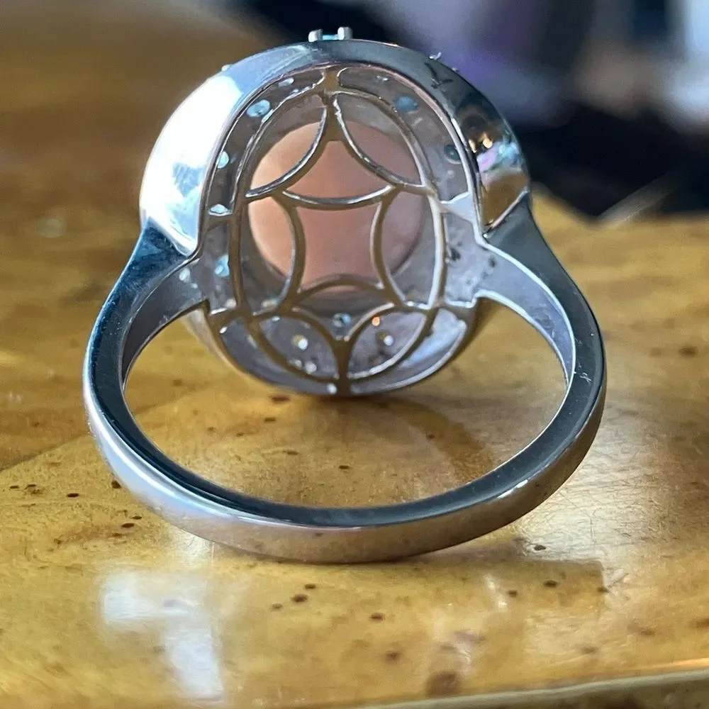 Natrolite Blue Apatite Sterling Silver Cocktail Ring Size 9